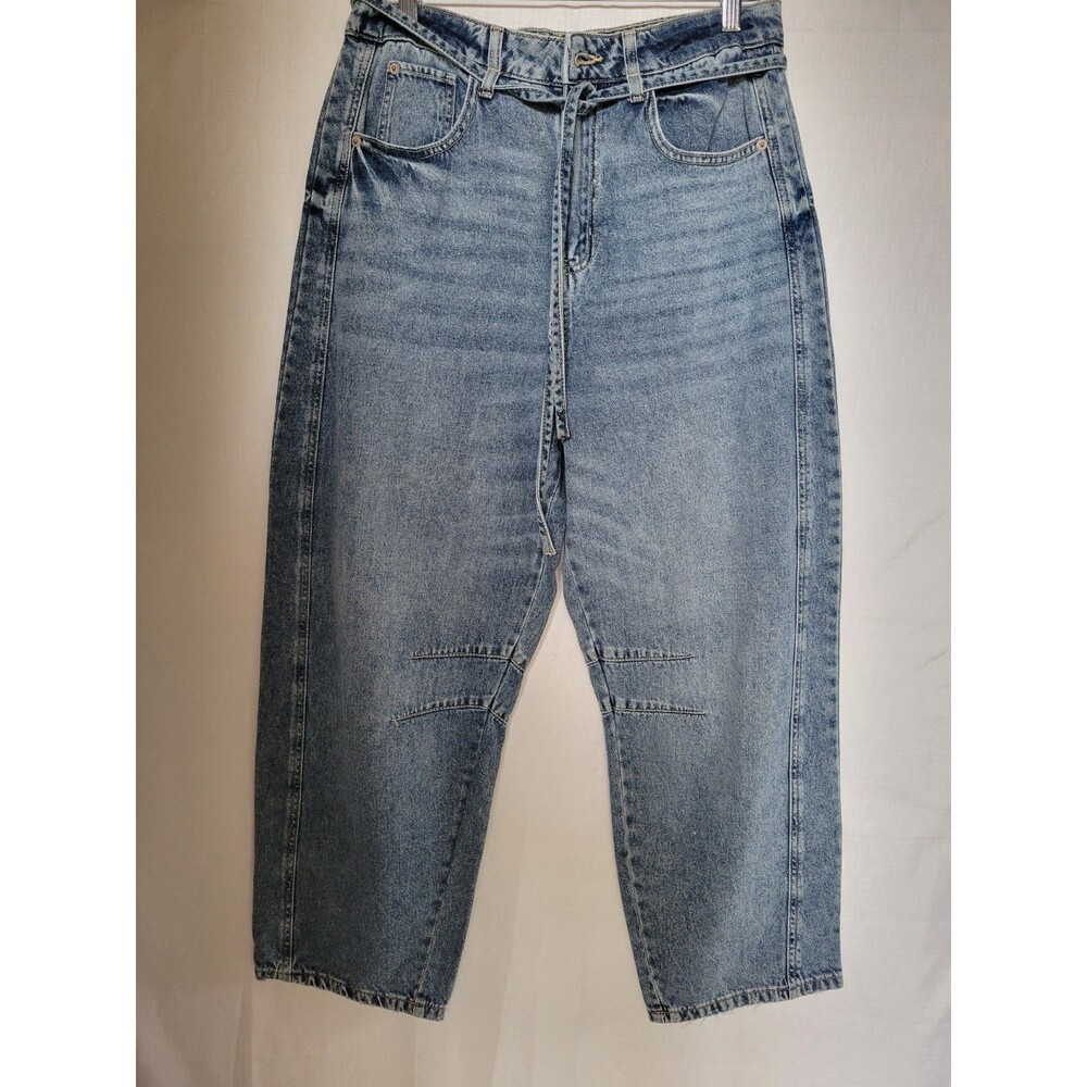 Rewash Women's Barrel Blue Denim Jeans Low Rise Medium Wash 5-Pocket Size 29